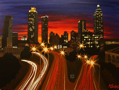 Atlanta skyline art, Atlanta art, Atlanta skyline painting, Atlanta painting, Atlanta